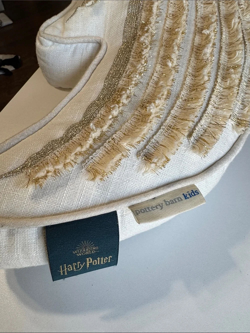 GOLDEN SNITCH Pottery Barn Kids Cream Gold Embroidered Harry Potter